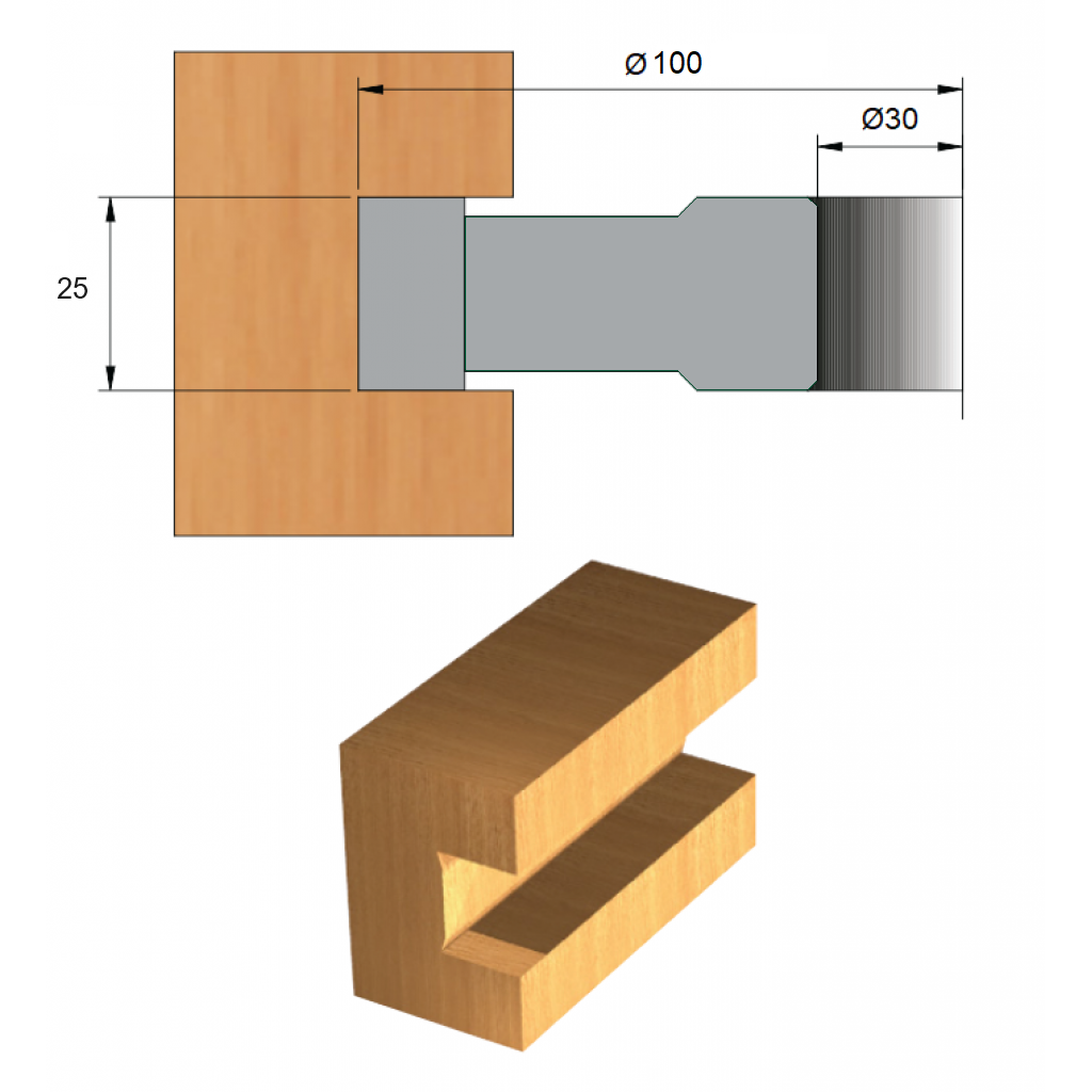 Fresa para Ranhura de Aço Ø100 x 25 x 30 – 6 Dentes - Cód. 2800.11